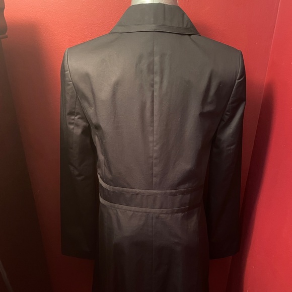 Ann Taylor Women's Size 2 Black Coat Collared Detailed Waist Snap Button Close - Picture 3 of 12